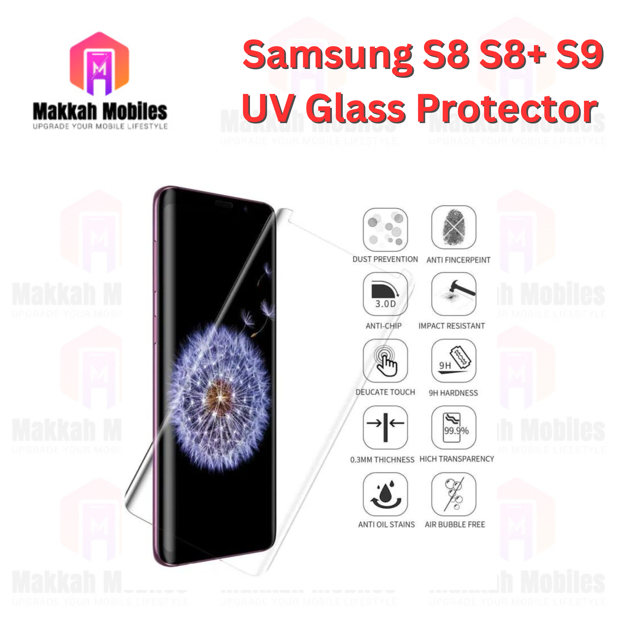 Samsung Galaxy S8 S9 S8+ UV Tempered Glass Protector